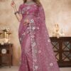 Spectacular Net Designer Saree for Engagement, Reception, and Parties