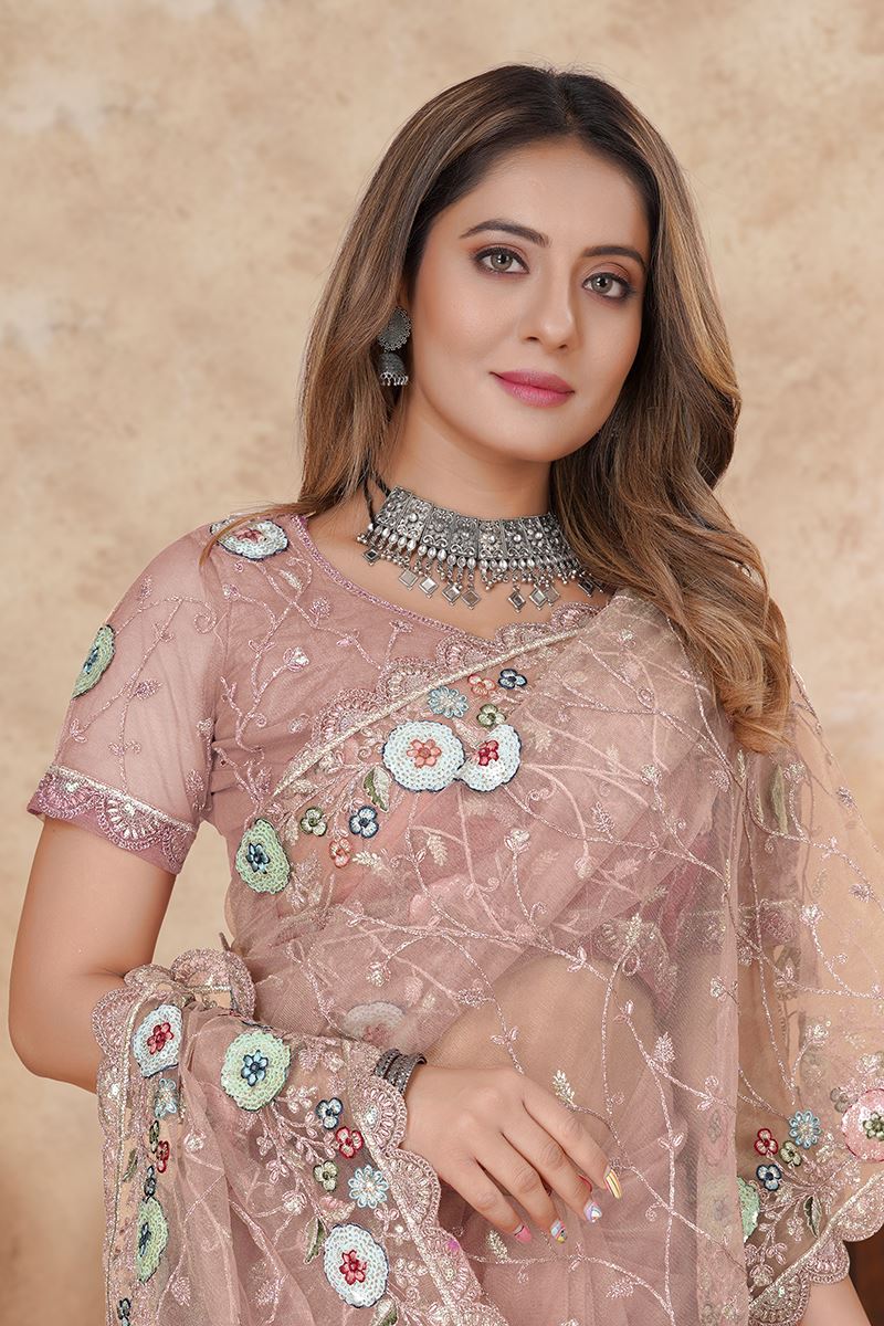 Outstanding Net Designer Saree for Engagement, Reception, and Parties