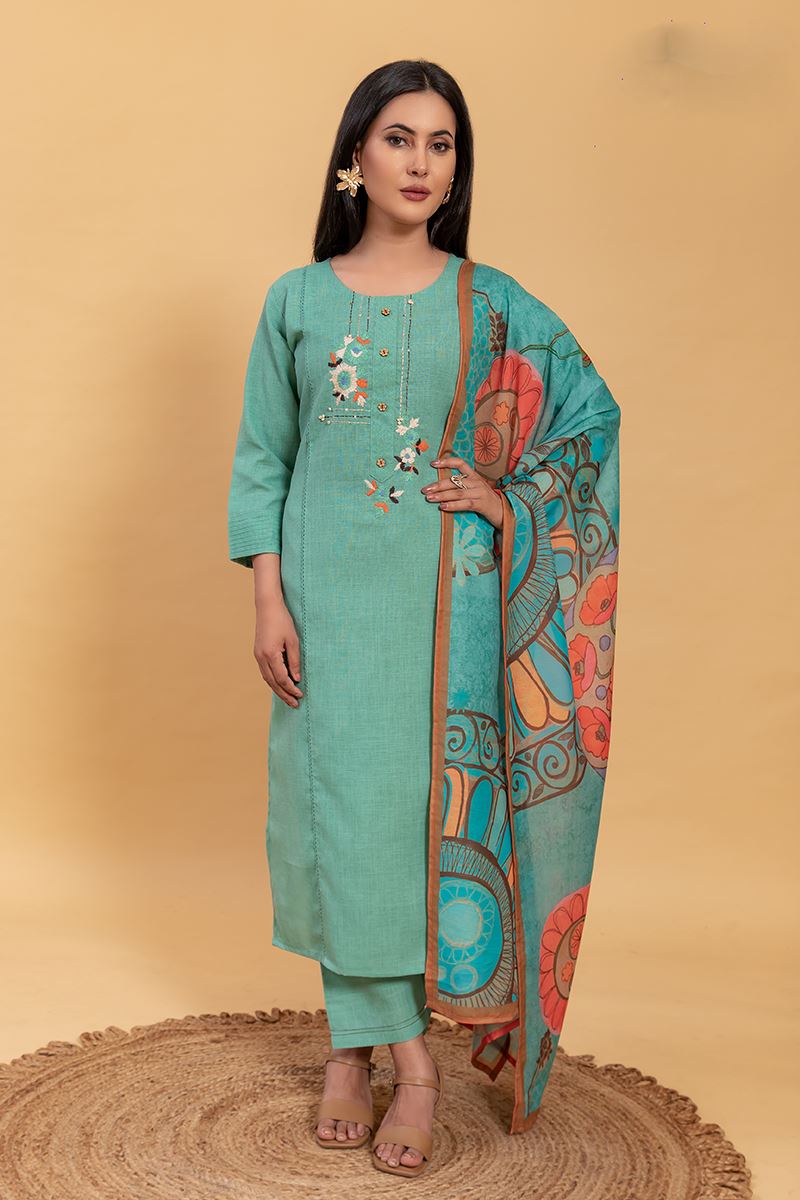 Alluring Pista Green Designer Straight Cut Suit for Festivals, Sangeet, and Parties