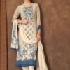 Spectacular Cream and Blue Designer Straight Cut Suit for Festivals, Sangeet, and Parties