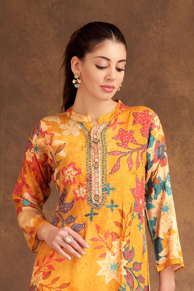 Fascinating Yellow Designer A-Line Suit for Haldi, Festivals, and Sangeet