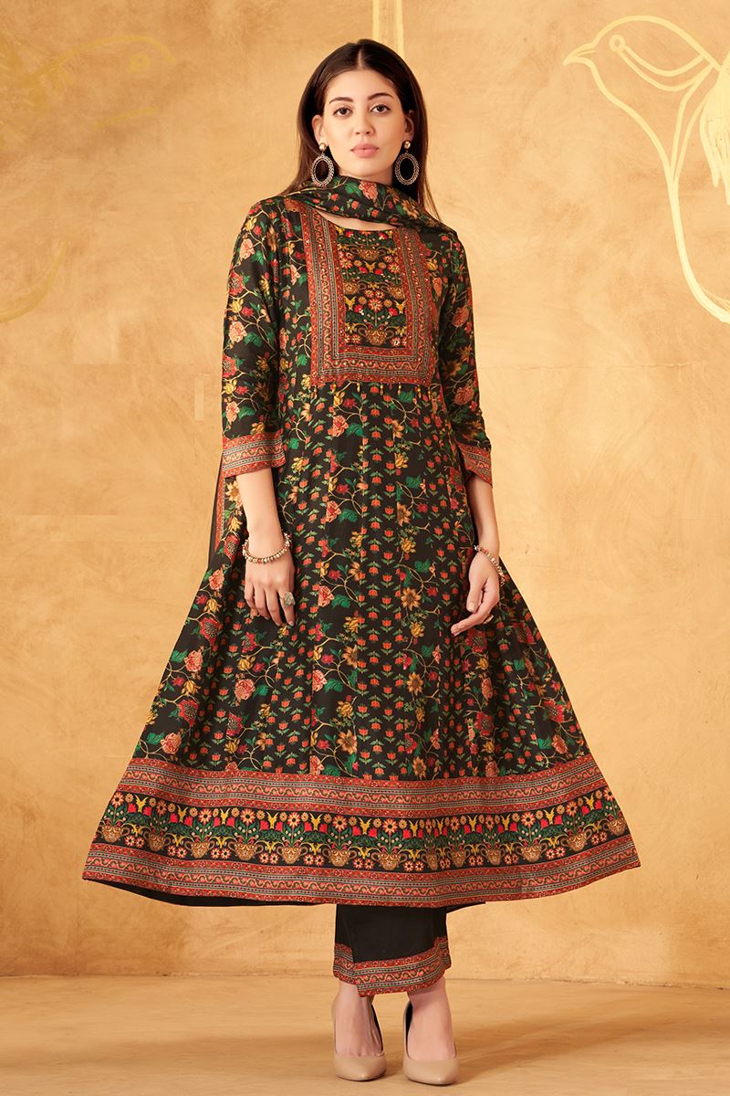 Striking Black Designer A-Line Suit for Hangouts, Sangeet, and Parties