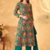 Pretty Teal Designer Straight Cut Suit for Festivals, Sangeet, and Parties