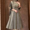 Royal Cream and Blue Designer A-Line Suit for Festivals, Sangeet, and Parties