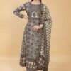 Delightful Beige Designer A-Line Suit for Festivals, Sangeet, and Parties