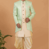 Fancy Cream and Green Designer Men’s Indo-Western Sherwani for Engagement, Wedding, and Reception