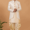 Attractive Cream and White Designer Men’s Indo-Western Sets for Engagement, Wedding, and Reception