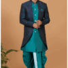 Majestic Green and Blue Designer Men’s Indo-Western Sets for Engagement, Wedding, and Reception