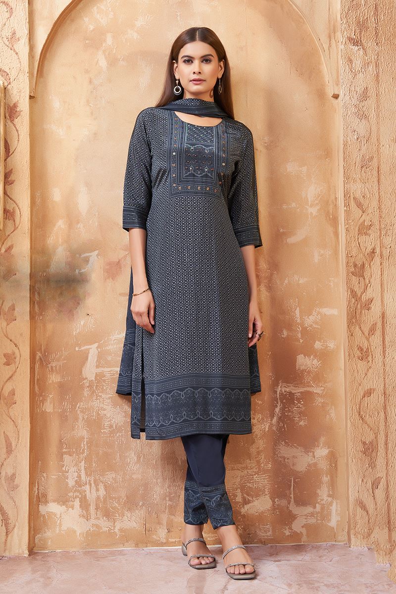 Heavenly Blue Designer Straight Cut Suit for Festivals, Sangeet, and Parties