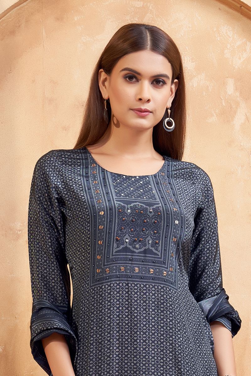 Heavenly Blue Designer Straight Cut Suit for Festivals, Sangeet, and Parties