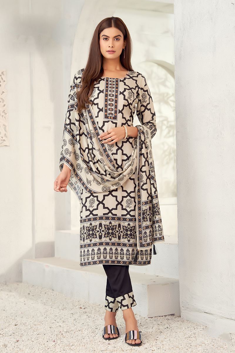 Artistic Cream Designer Straight Cut Suit for Hangouts, Sangeet, and Parties