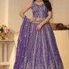 Smashing Purple Designer Indo-Western Lehenga Choli for Engagement, Reception, and Wedding