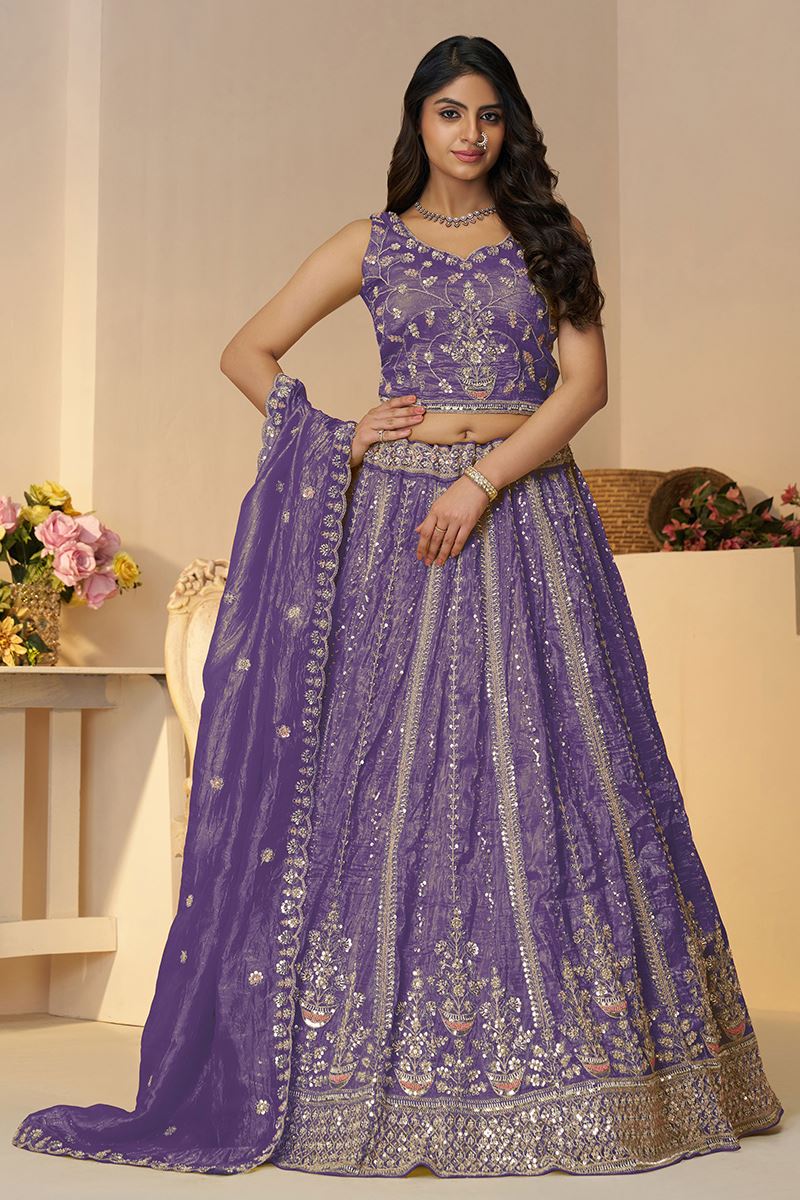 Smashing Purple Designer Indo-Western Lehenga Choli for Engagement, Reception, and Wedding