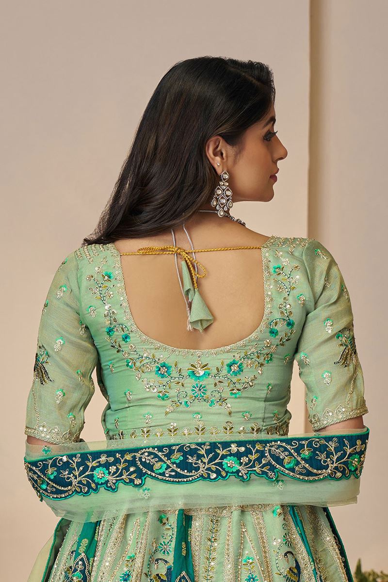 Astounding Green Designer Bridal Lehenga Choli for Engagement, Reception, and Mehendi