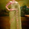 Breathtaking Organza Designer Saree for Mehendi, Sangeet, and Parties