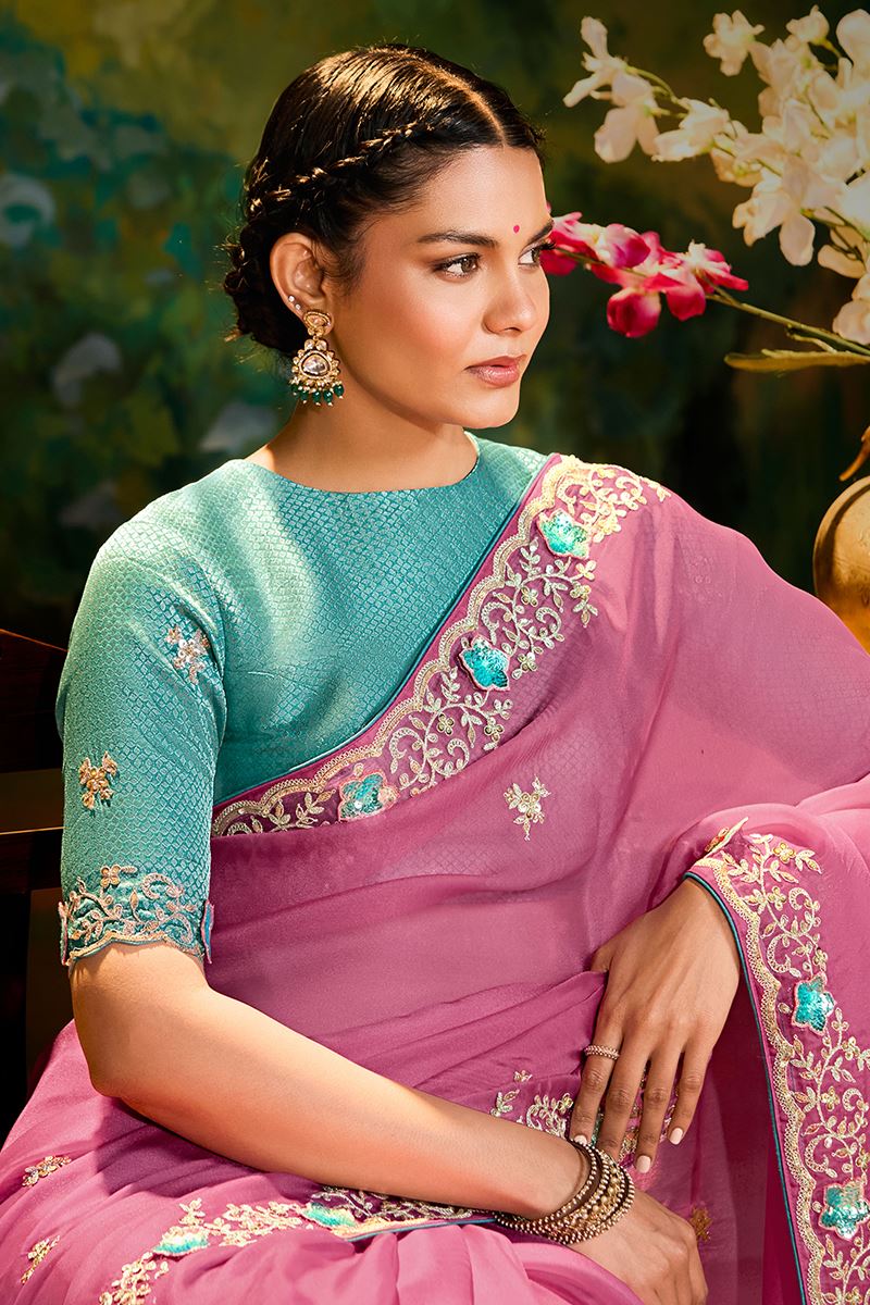 Royal Organza Designer Saree for Festivals, Sangeet, and Parties