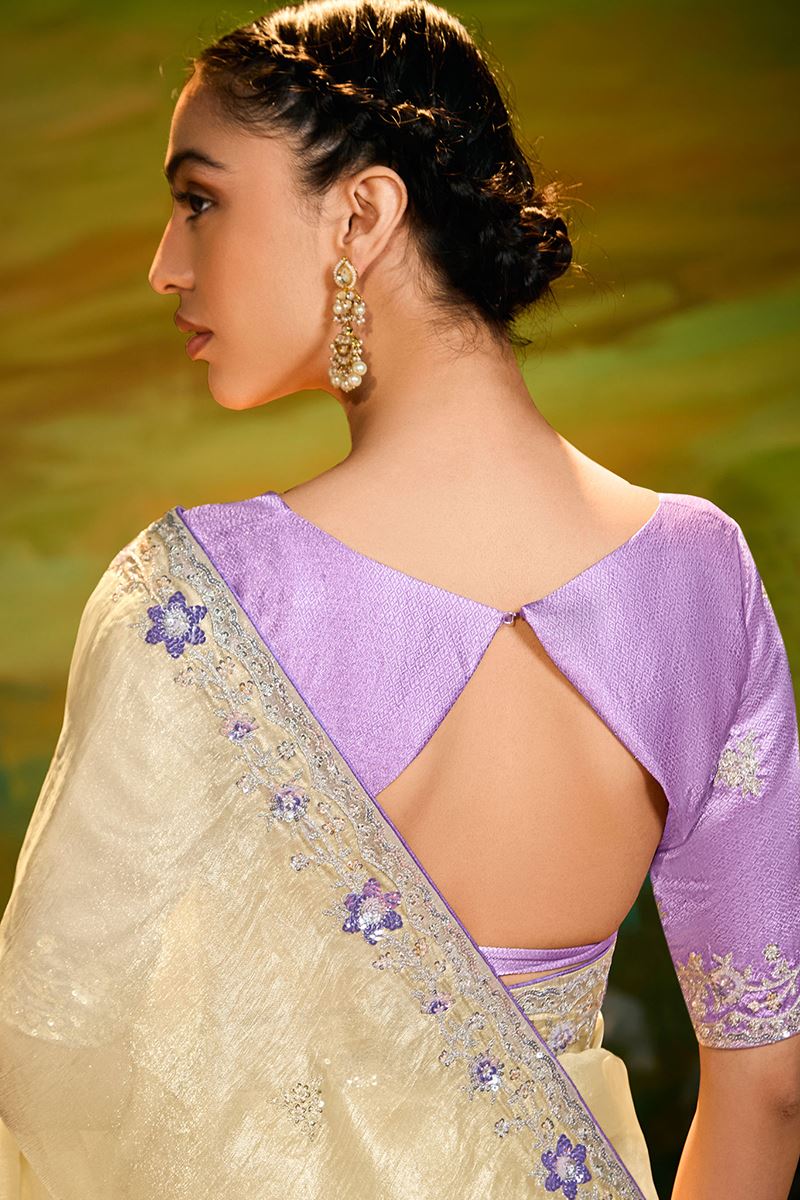 Ethnic Organza Designer Saree for Festivals, Sangeet, and Parties