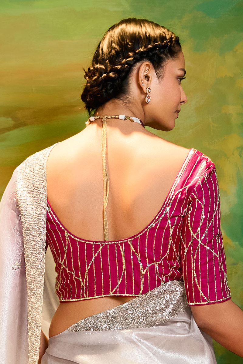 Artistic Organza Designer Saree for Festivals, Sangeet, and Parties