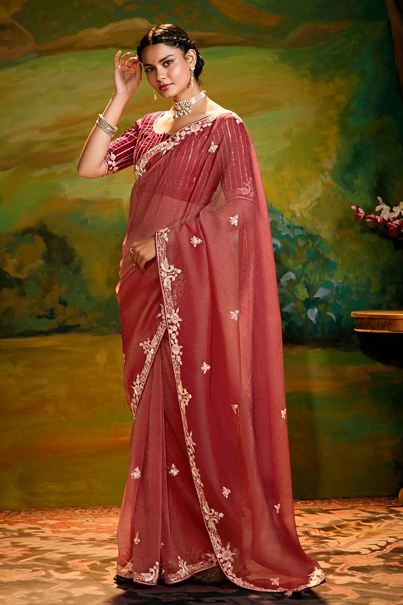 Heavenly Organza Designer Saree for Reception, Sangeet, and Parties