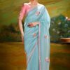 Impressive Organza Designer Saree for Engagement, Sangeet, and Parties