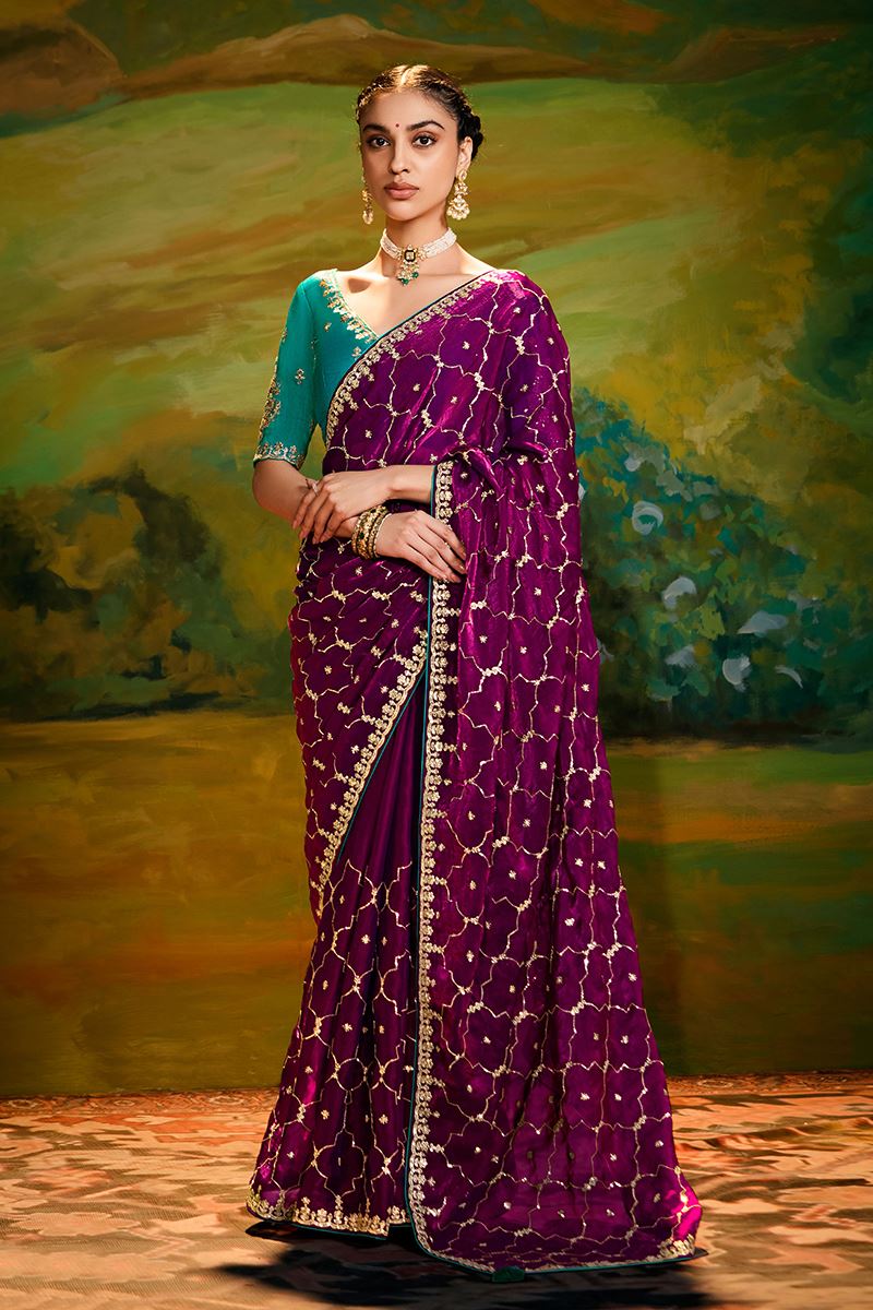 Astounding Organza Designer Saree for Reception, Sangeet, and Parties