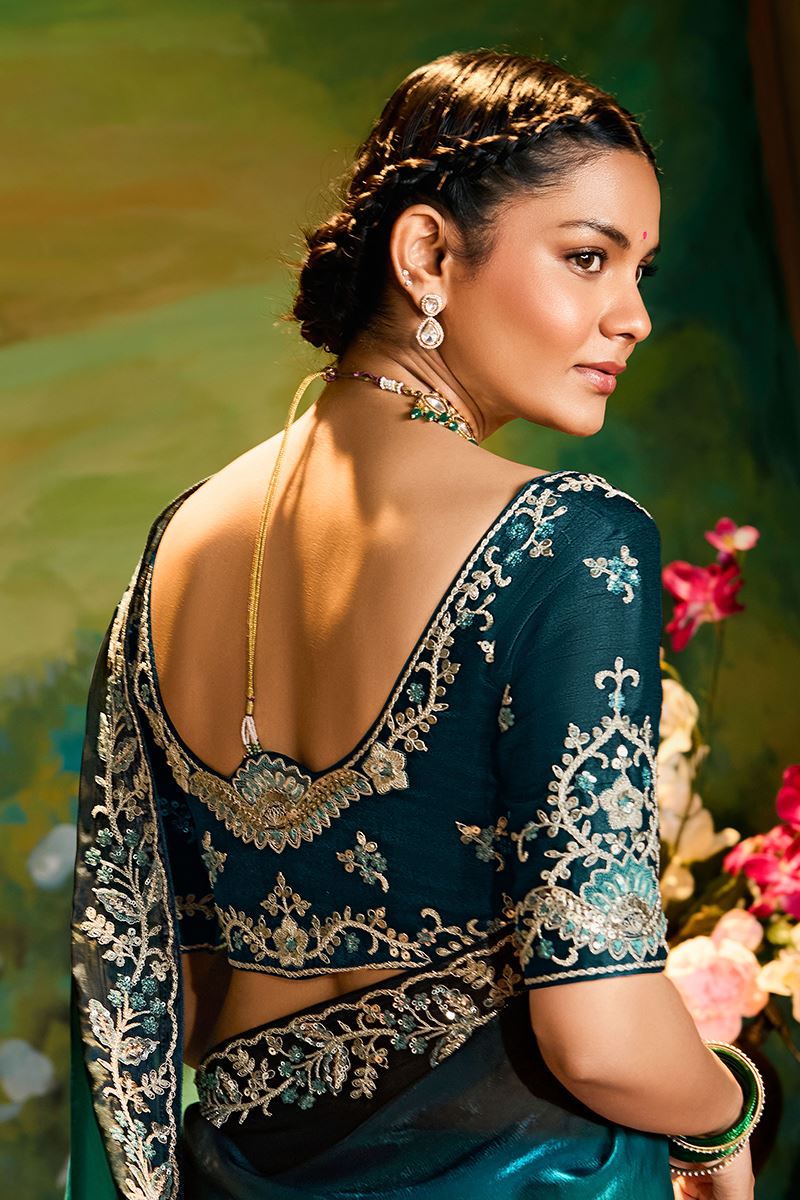 Glorious Organza Designer Saree for Reception, Sangeet, and Parties