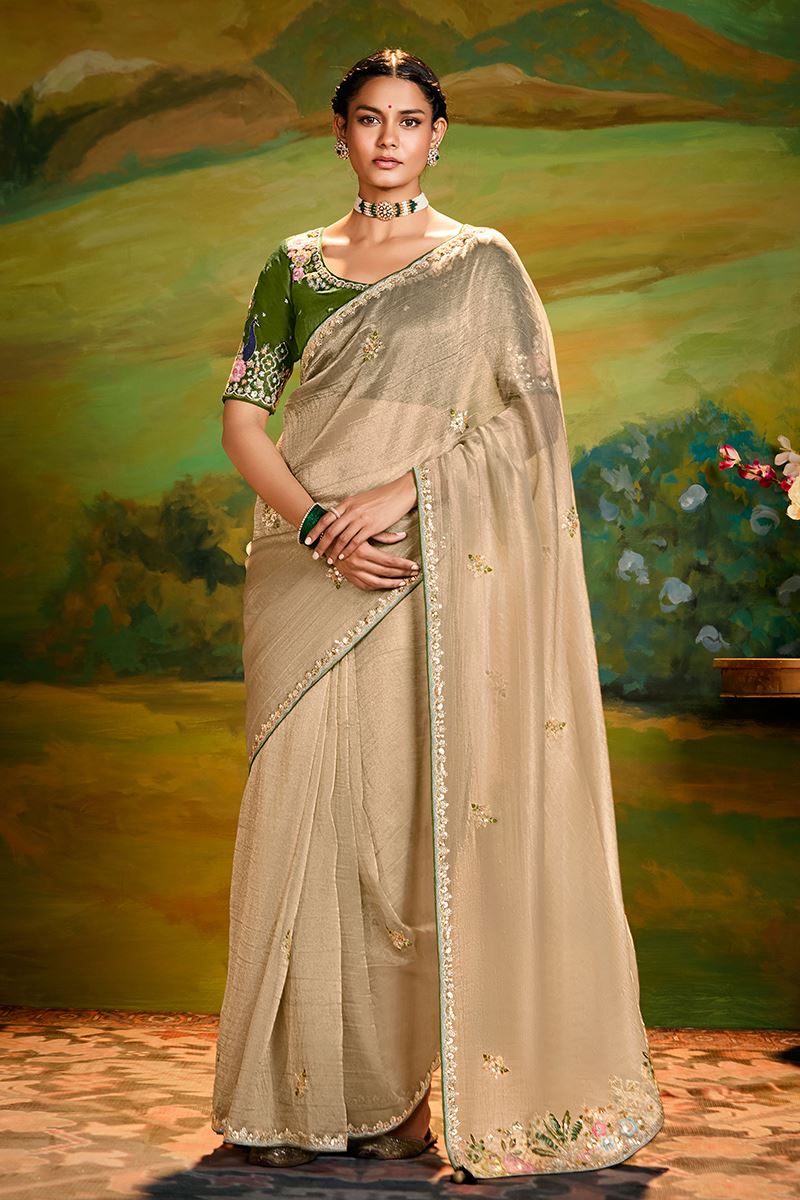 Divine Organza Designer Saree for Engagement, Sangeet, and Parties