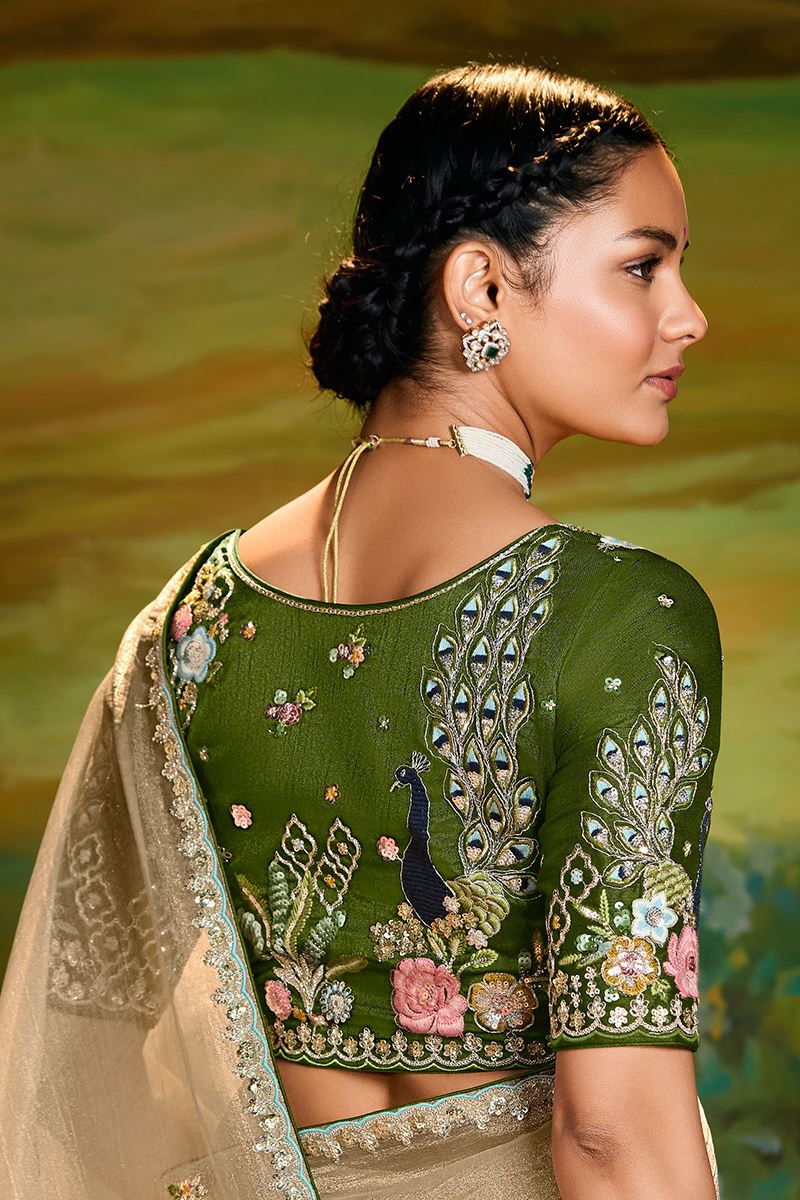 Divine Organza Designer Saree for Engagement, Sangeet, and Parties