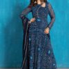 Charming Navy Blue Georgette Designer Anarkali Suit for Festivals, Sangeet, and Parties