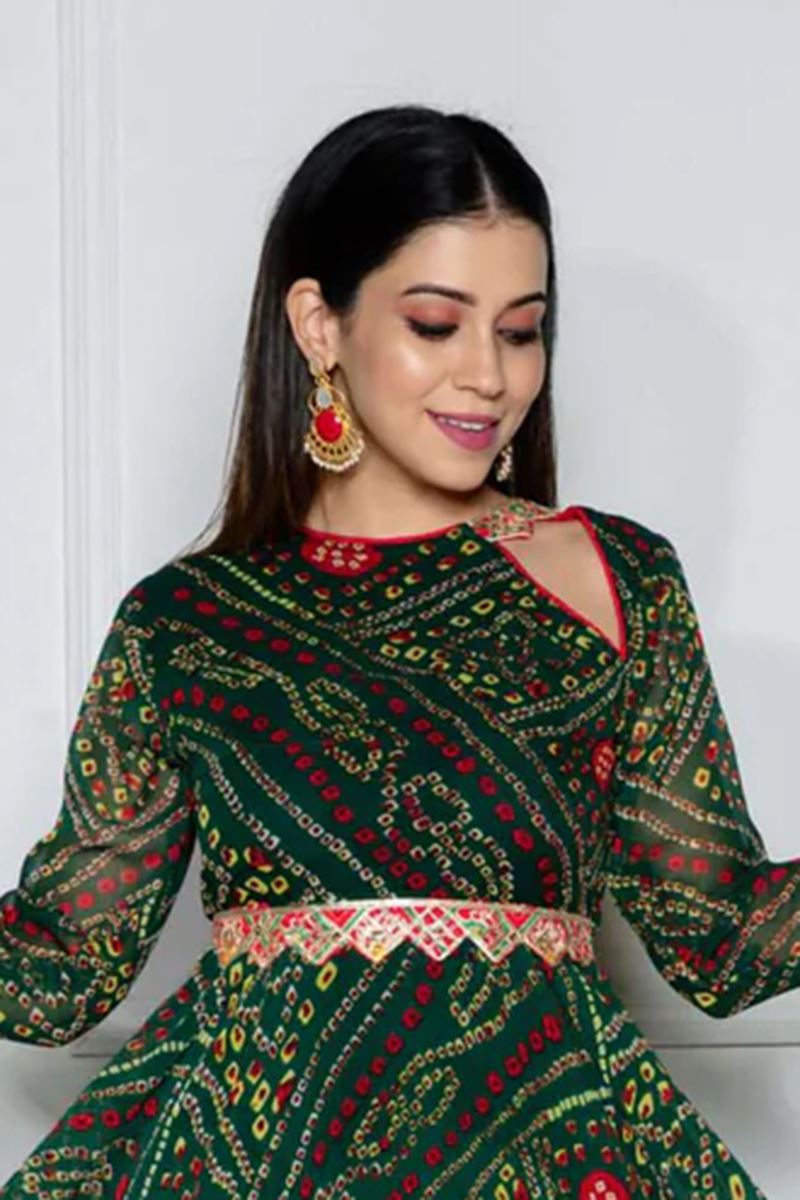 Gorgeous Green Georgette Designer Anarkali Suit for Mehendi, Sangeet, and Parties