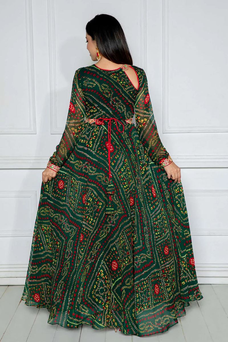 Gorgeous Green Georgette Designer Anarkali Suit for Mehendi, Sangeet, and Parties