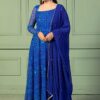 Astounding Royal Blue Georgette Designer Anarkali Suit for Sangeet, Parties, and Festivals