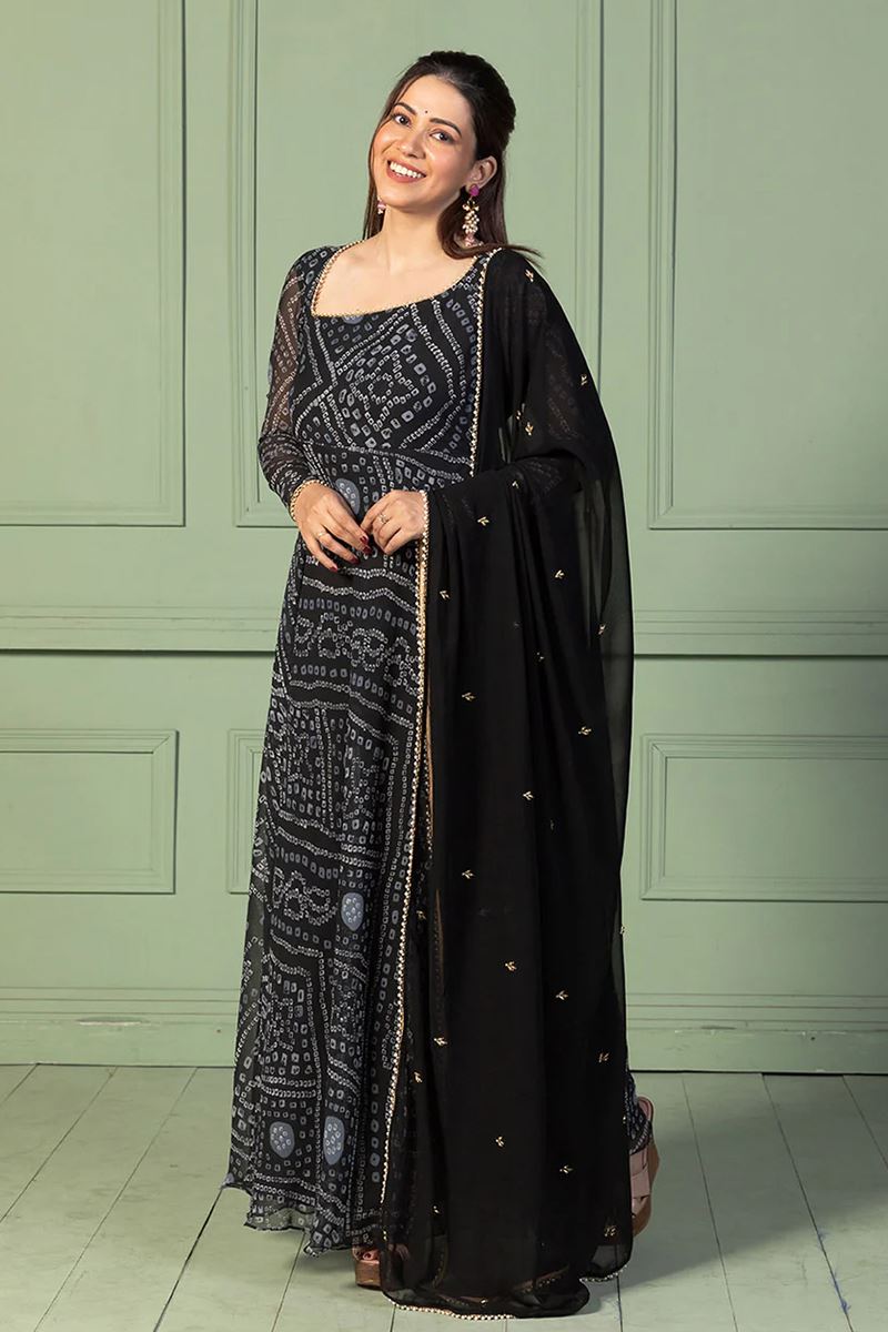 Exquisite Black Georgette Designer Anarkali Suit for Sangeet and Parties