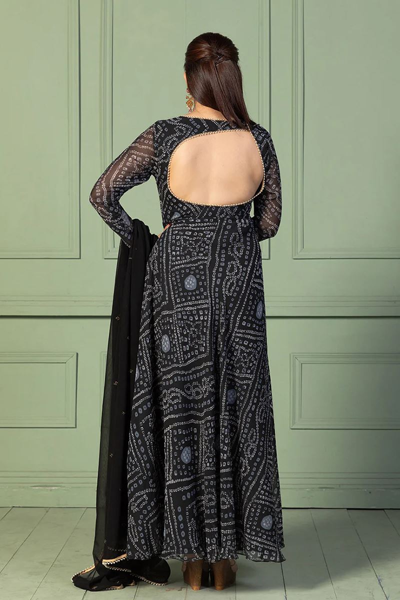 Exquisite Black Georgette Designer Anarkali Suit for Sangeet and Parties