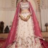 Ethnic Cream Designer Indo-Western Lehenga Choli for Engagement and Reception