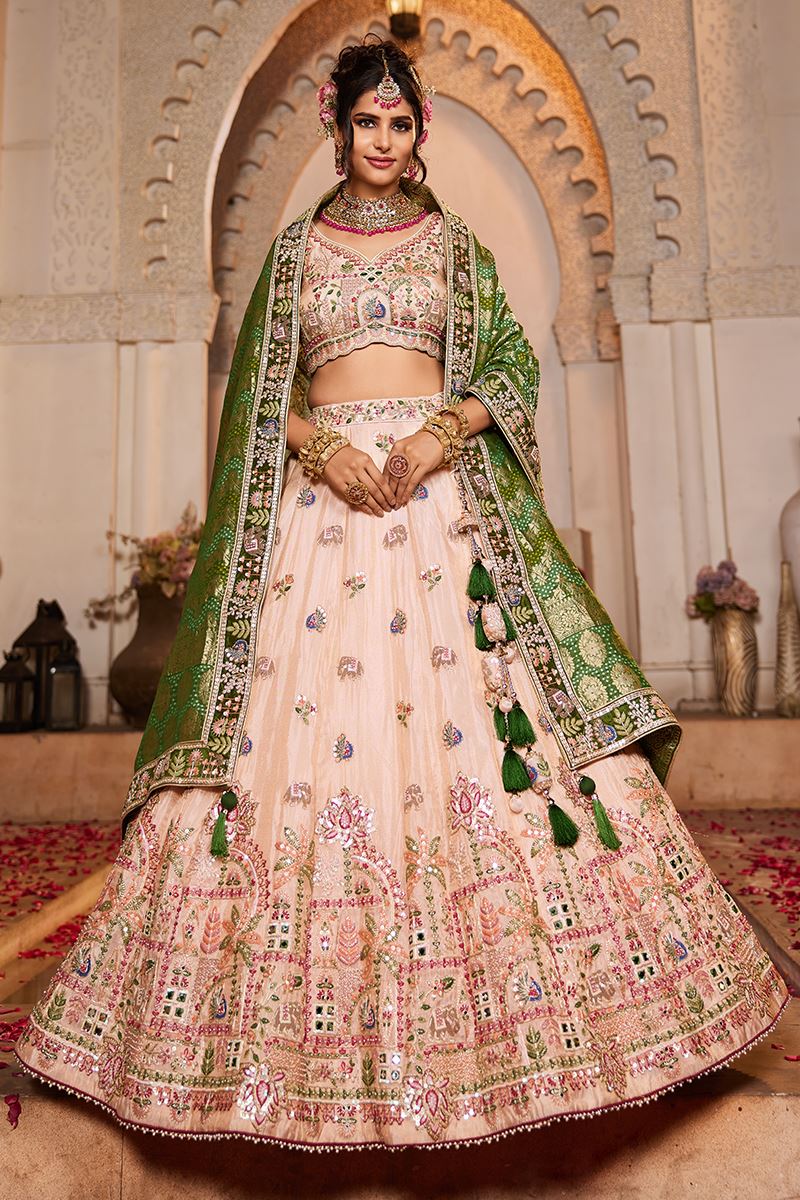 Captivating Peach Designer Indo-Western Lehenga Choli for Engagement and Reception
