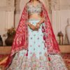 Smashing Blue Designer Indo-Western Lehenga Choli for Engagement, Wedding, and Reception