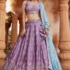 Spectacular Lavender Designer Indo-Western Lehenga Choli for Engagement, Wedding, and Reception
