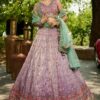Striking Lavender Designer Indo-Western Lehenga Choli for Engagement, Wedding, and Reception
