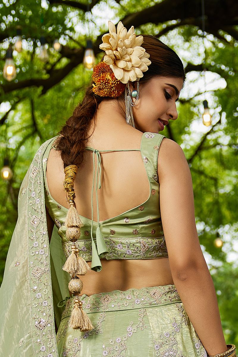 Surreal Lime Green Designer Indo-Western Lehenga Choli for Engagement, Sangeet, and Reception