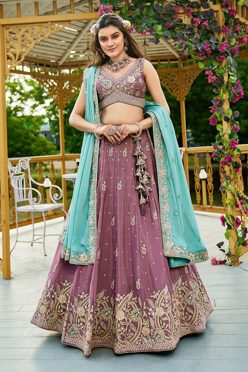 Irresistible Rose Gold Designer Indo-Western Lehenga Choli for Engagement, Wedding, and Reception