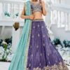 Lovely Purple Designer Indo-Western Lehenga Choli for Engagement, Wedding, and Reception