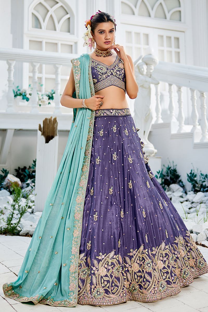 Lovely Purple Designer Indo-Western Lehenga Choli for Engagement, Wedding, and Reception