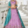Divine Lavender Designer Indo-Western Lehenga Choli for Engagement, Wedding, and Reception
