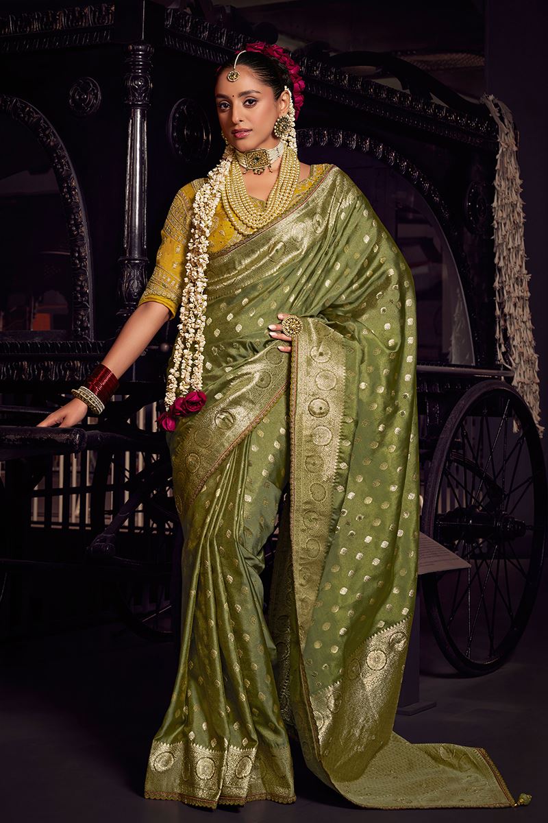 Flamboyant Pure Viscose Tissue Designer Saree for Wedding, Reception, and Mehendi