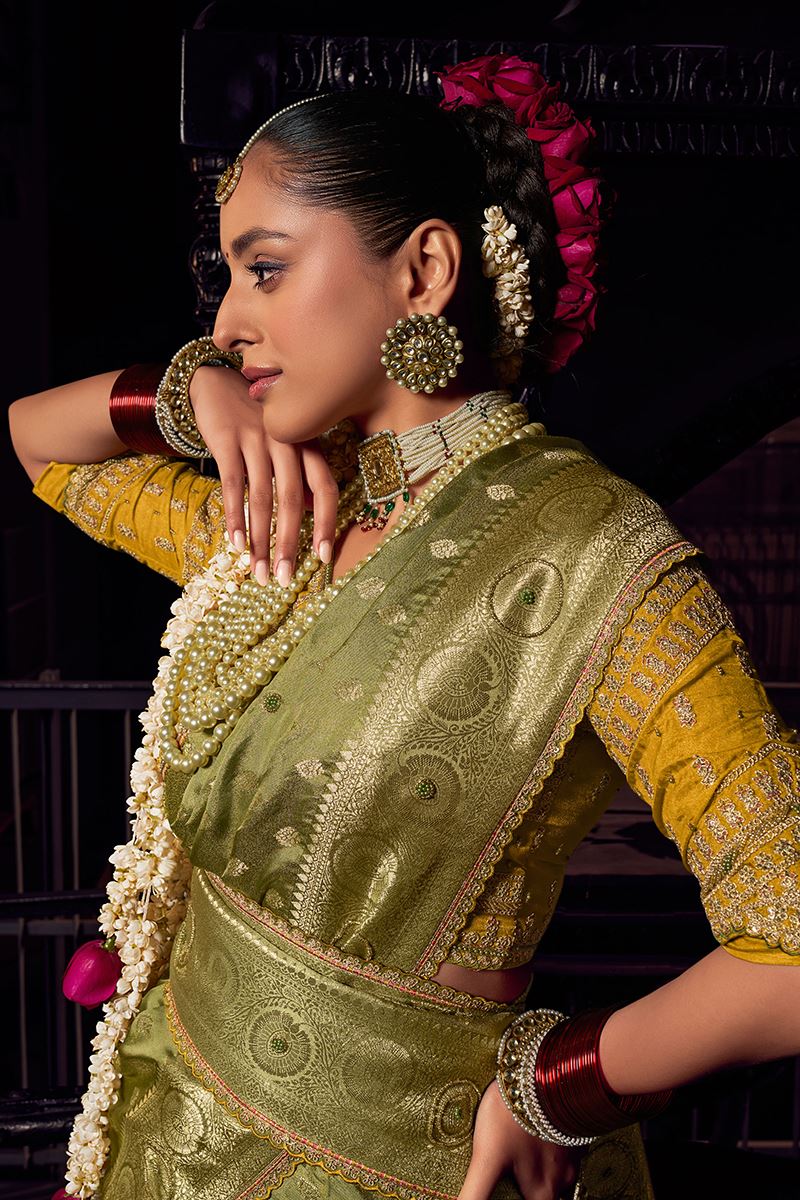 Flamboyant Pure Viscose Tissue Designer Saree for Wedding, Reception, and Mehendi