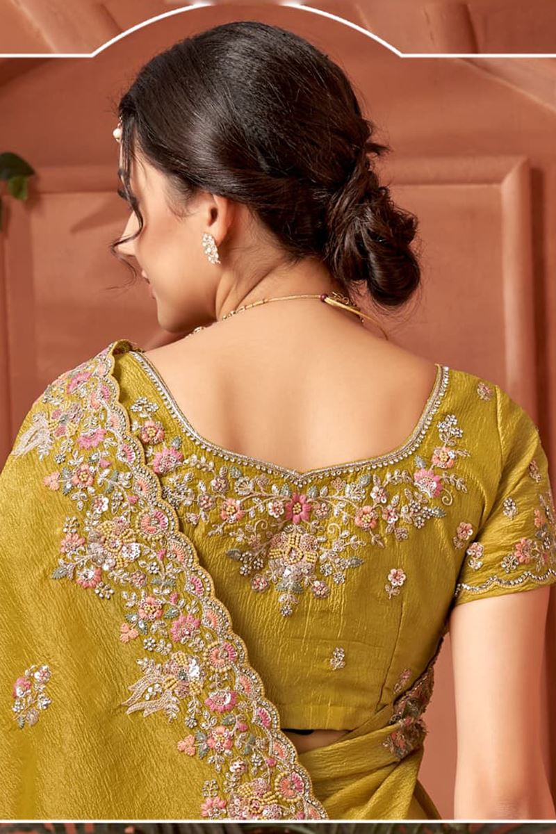 Smashing Crush Silk Designer Saree for Haldi, Wedding, and Reception