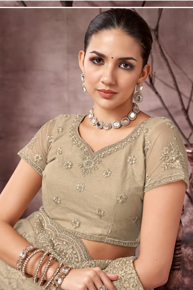 Fascinating Net Designer Saree for Engagement, Reception, and Parties