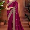 Dazzling Fendi Satin Designer Saree for Wedding, Reception, and Festivals