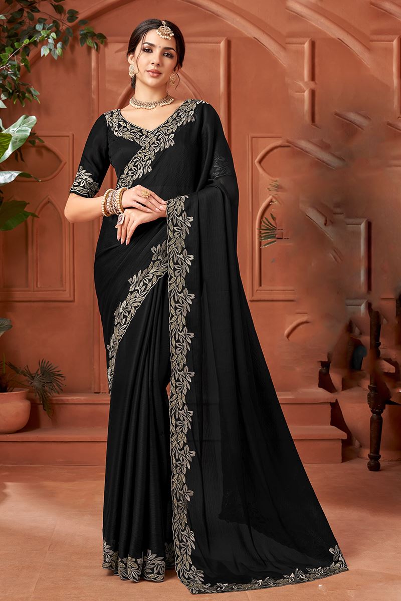 Mesmerizing Satin Chiffon Designer Saree for Parties